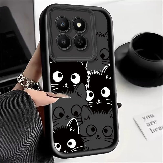 Silikon Handyhülle mit süßem Katzen-Print für Honor 400 Smart, Honor X9D und Honor X7D in Schwarz - Bild 1