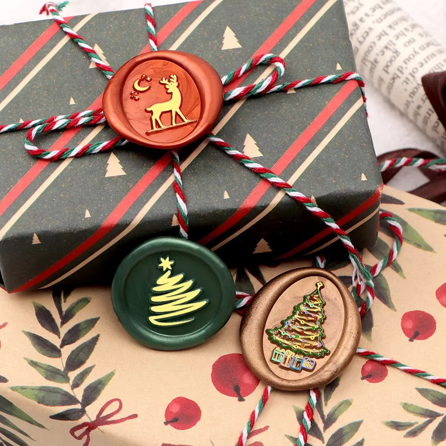 Wachssiegel Stempel mit Weihnachtsbaum und Elch Motiv für DIY Bastelbedarf, Scrapbooking und Dekoration - Bild 1