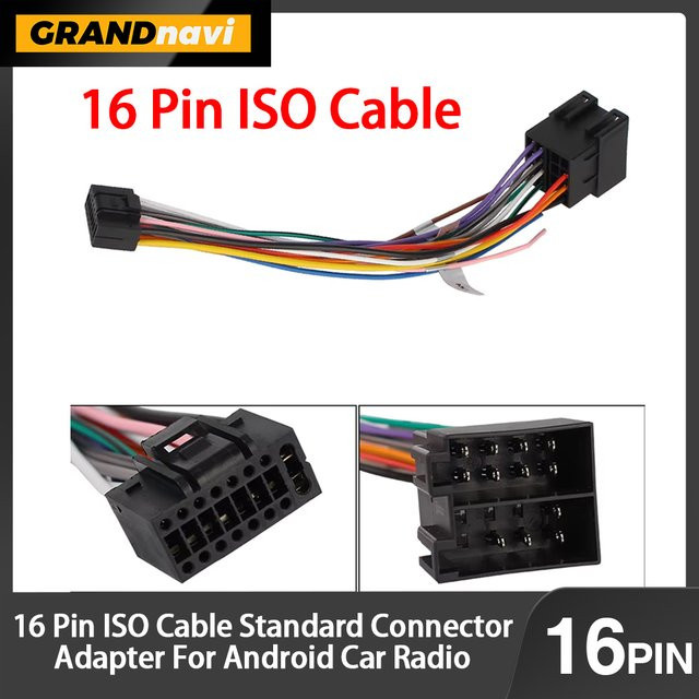 Grandnavi 16-poliges Steckerkabel als ISO-Standard-Stecker-Adapter für Android-Autoradios und Kabelbaum-Adapter in Multicolor - Bild 1