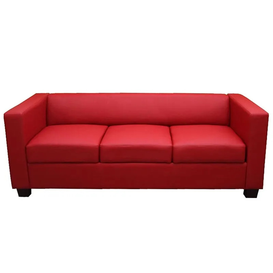 MCW 3er Sofa Lille aus Leder in Rot mit Massivholzrahmen im modernen Lounge-Stil, B/T/H: 191 x 75 x 75 cm - Bild 3