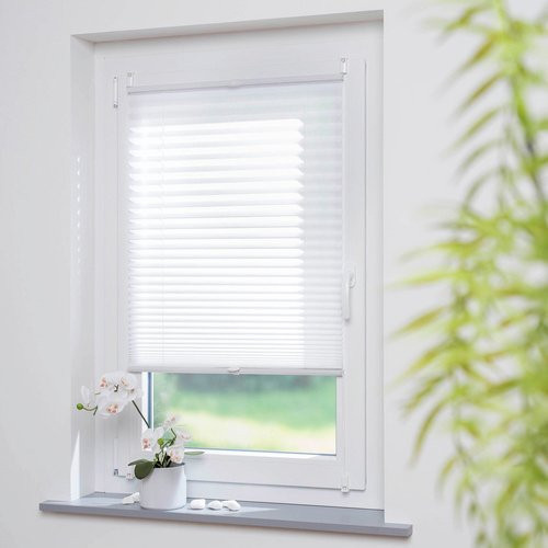 LIEDECO Klemmfix Plissee Easy, weiß, semi-transparent, B: 120 cm, H: 130 cm - Bild 1