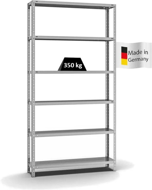 PROREGAL Heavy-Duty Fachbodenregal Schraubsystem, verzinkt, Farbe: Silber, H x B x T: 250 x 130 x 30 cm, 6 Ebenen, beidseitig nutzbar - Bild 1