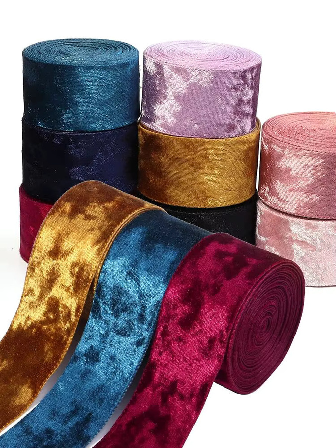 Vintage Weihnachts-Samtband für DIY, Hochzeit und Dekoration, 5 Yards, Farben: Grün, Weinrot, Braun und Mehrfarbig - Bild 6