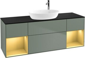 V&B Waschtischunterschrank Finion mit Wandbeleuchtung, Breite: 160 cm, Farbe: Gold lackiert - Bild 1