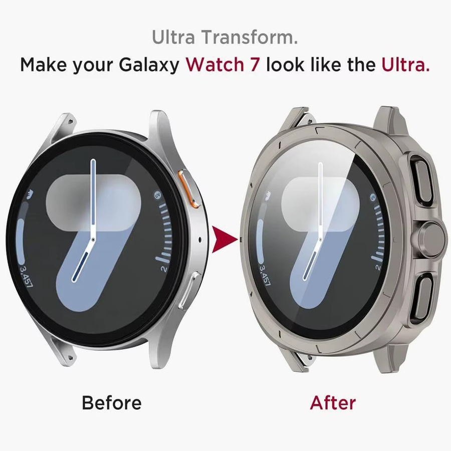 CHIICSMART Uhrenarmband Silikon, 2-in-1-Gehäuse + Armband, Samsung Galaxy Watch 7 40 mm 44 mm, Silber - Bild 3