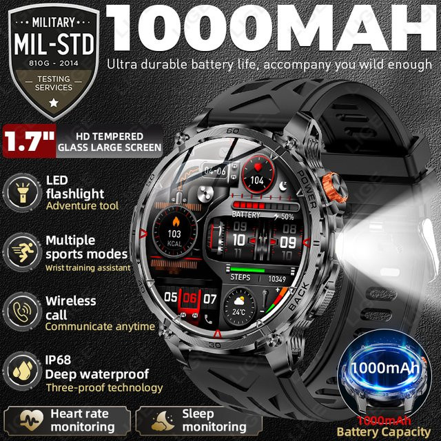 LIGE Smartwatch, Schwarz, Silikon, Herren - Bild 1