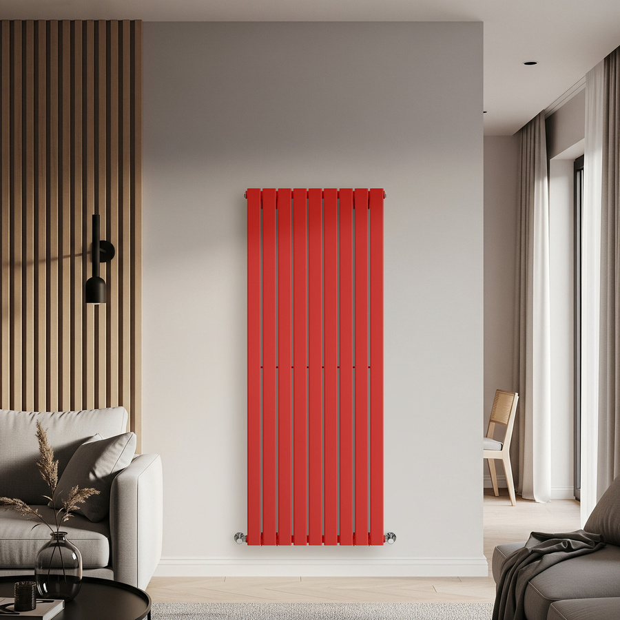 Einlagiger Design-Heizkörper Vertikal von Delta in Rot, Höhe: 160 cm, Breite: 63 cm - Bild 1