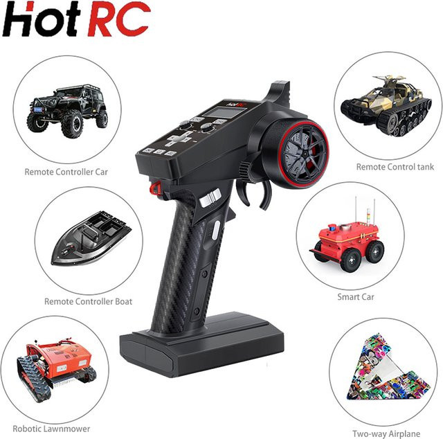 HOTRC CT-6A Radio Sender Fernbedienung, 2,4 GHz, 6 Kanäle, schwarz - Bild 1