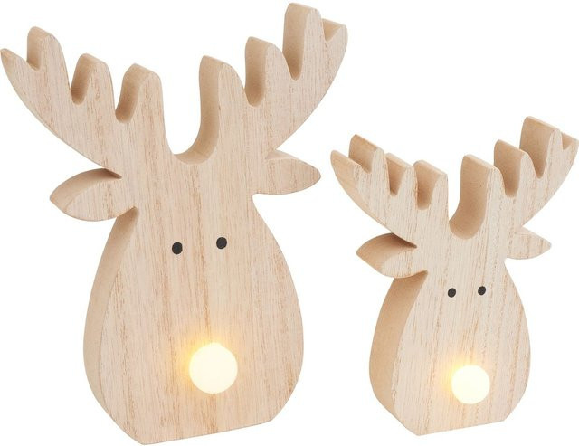 VBS Weihnachts-Elch mit LED-Nase in Beige als Tischdeko - Bild 1