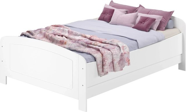 Erst-Holz Doppelbett aus Kiefer in Weiß mit verstellbarer Einlegetiefe, Modell 44, B/T/H: 140 x 200 x 152 cm - Bild 1