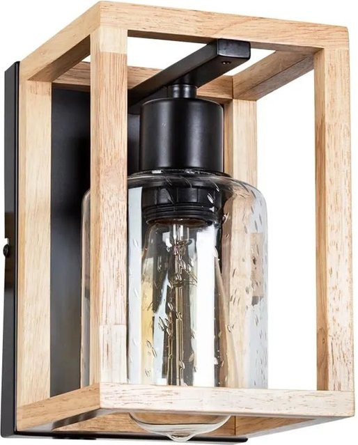 ARTE LAMP LED Wandleuchte aus Metall und Holz in Schwarz und Beige mit transparentem Glas - Bild 1