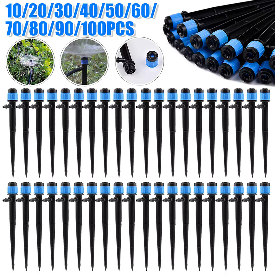 360 Grad Rotations Sprinkler Set mit Tropfern für Garten und Landwirtschaft, Schwarz, 10 bis 40 Stück, passend für 1/4 Zoll Schlauch - Bild 2