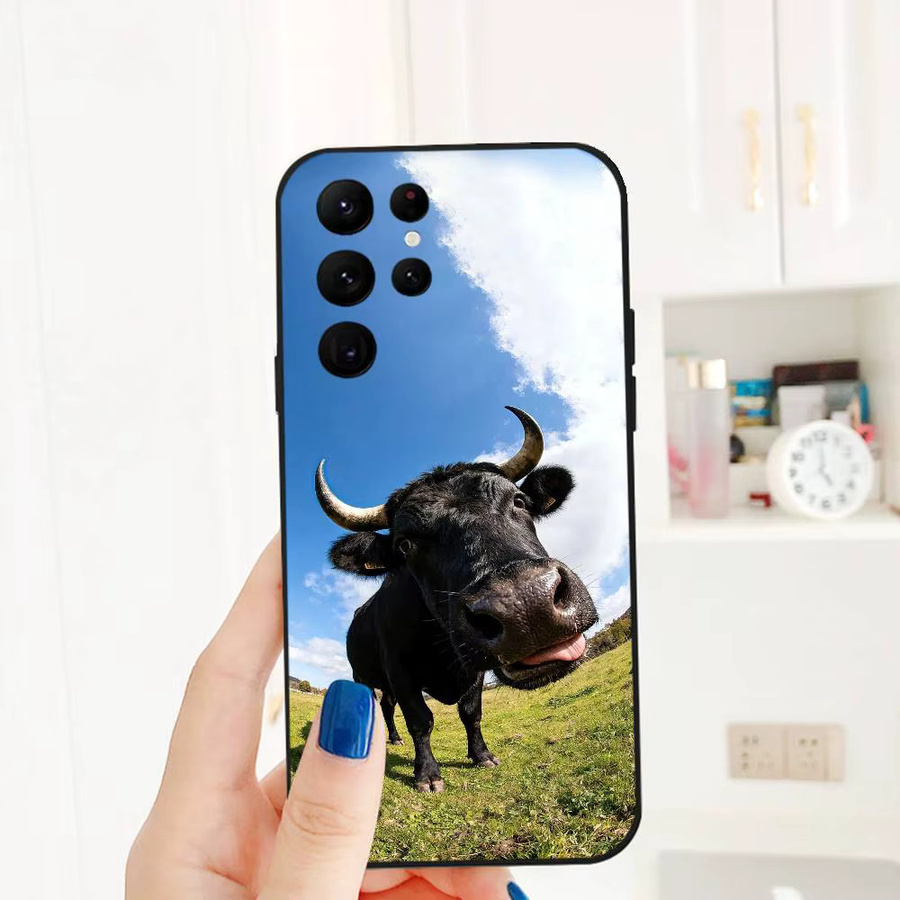 Handyhülle mit Alpakas, Rinder und Pferden für Samsung Galaxy S21 S22 S23 S24 S25 FE Plus in Schwarz und Multicolour - Bild 3