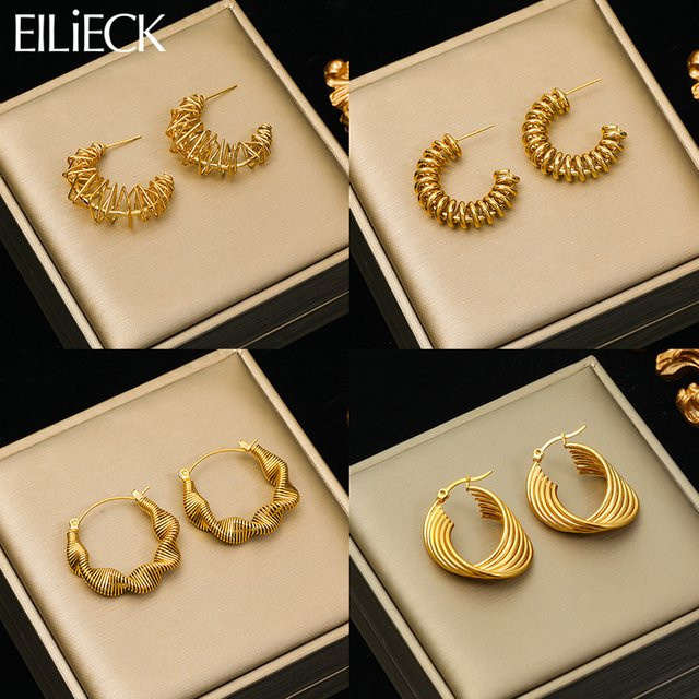 Eilieck Ohrstecker Edelstahl, Gold, Damen - Bild 1