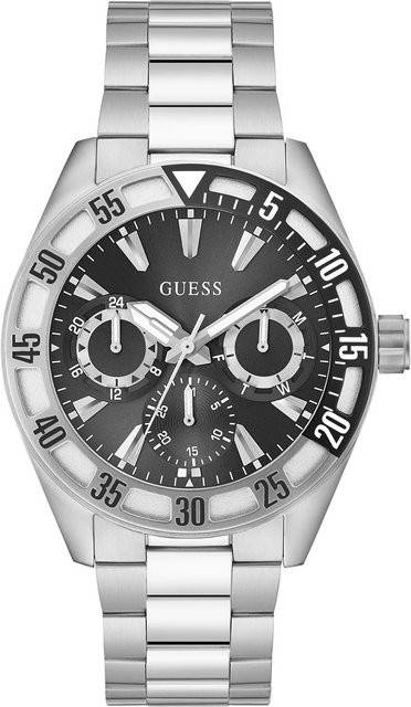 Guess Armbanduhr Letterman, Quarz, Edelstahl, Schwarz, 44 mm, Herren - Bild 1