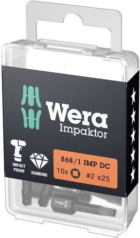 Wera Vierkant-Bit Robertson 2 in Schwarz mit 1/4 Zoll Antrieb und 25 mm Länge - Bild 1