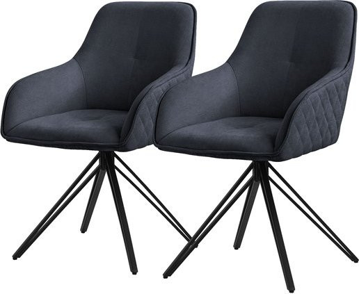 ML-Design Esszimmerstuhl 2er Set drehbar Schwarz aus Textil Webstoff mit Armlehnen und Rückenlehne - Bild 1