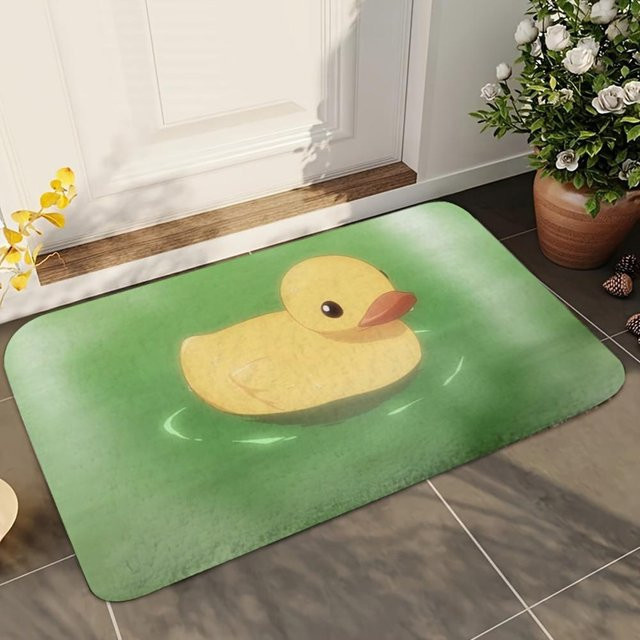 Saugfähige Anti-Rutsch-Badematte mit gelber Ente, weiche Küchenbodenmatte aus Polyester, B/T: 60 x 90 cm - Bild 1