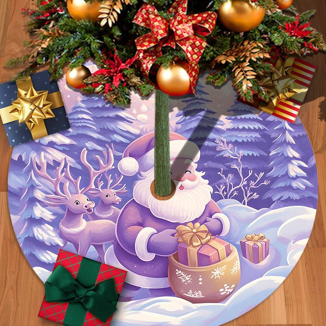 VIKAMA Kissen mit lila Weihnachtsbaum-Design und nordischem Schneemuster - Bild 1