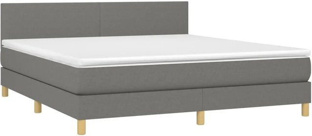 vidaXL Boxspringbett mit Matratze und LED-Unterbettbeleuchtung in Dunkelgrau, Hybridbett mit USB-Ladeanschluss und Taschenfederkern, B/T/H: 180 x 200 x 78 cm - Bild 1