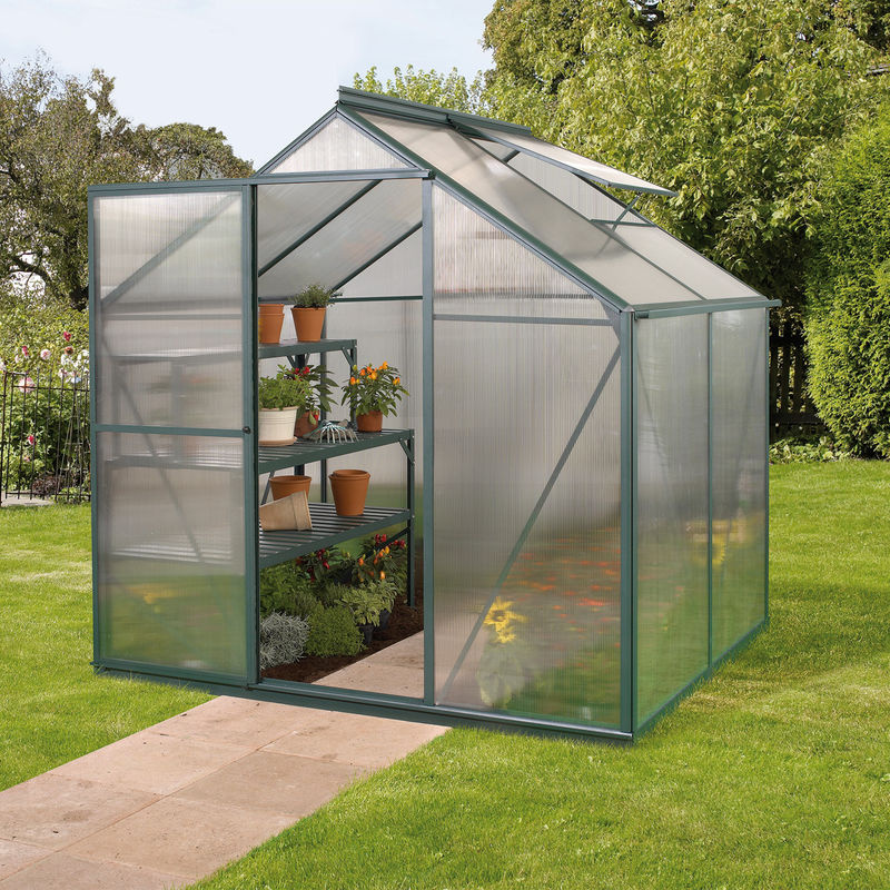 Vitavia Gewächshaus Triton 2500 in Smaragdgrün mit Stahlfundament und 4 mm Hohlkammerplatten, 2,5 m² - Bild 4