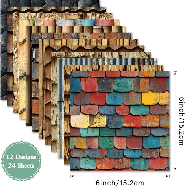 Alinacutle Texture Tiles Sky Paper Pack, 24 Blatt gemusterter Papierblock für Scrapbooking und Basteln, Multicolor, Breite: 15,24 cm - Bild 1