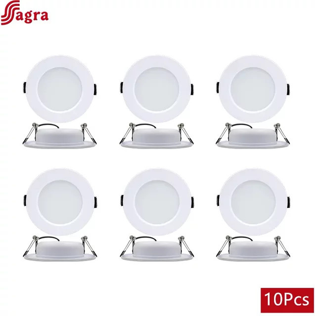 10er Set Sagra LED Downlights Runde Einbau-Deckenleuchten in Weiß - Bild 1