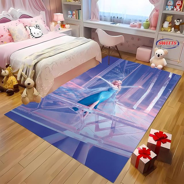 HGHT Teppich mit Eiskönigin Elsa und Anna Motiv in Blau, rutschfest und waschbar, B/T: 70 x 100 cm - Bild 1