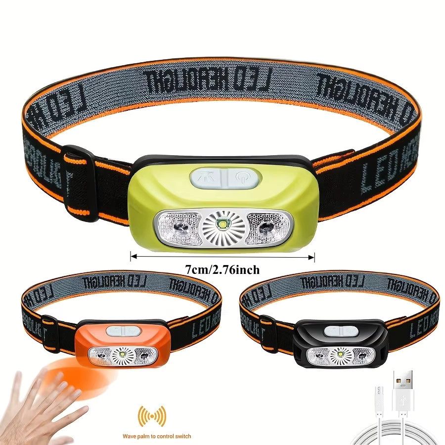 NEWBIRTH Mini Wiederaufladbare Sensor Scheinwerfer COB LED Stirnlampe für Angeln und Camping mit USB-Anschluss - Bild 5