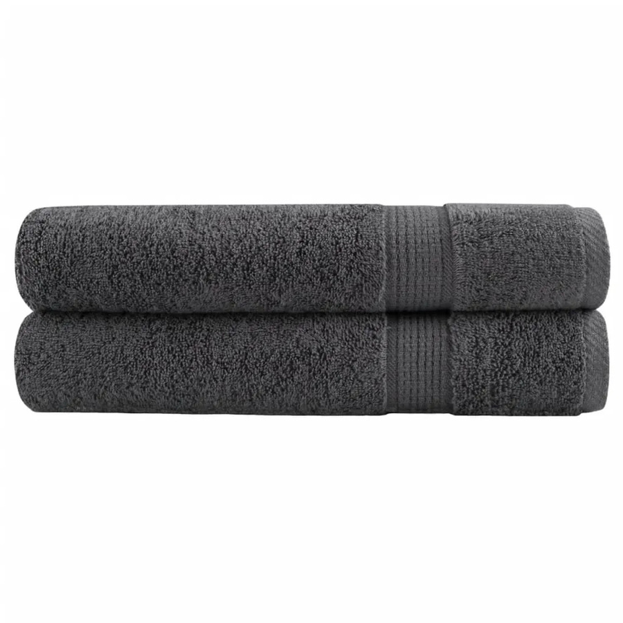 vidaXL Premium-Saunatücher aus Baumwolle, 2 Stück, Anthrazit, B: 80 cm, L: 200 cm, 600 g/m2 - Bild 2