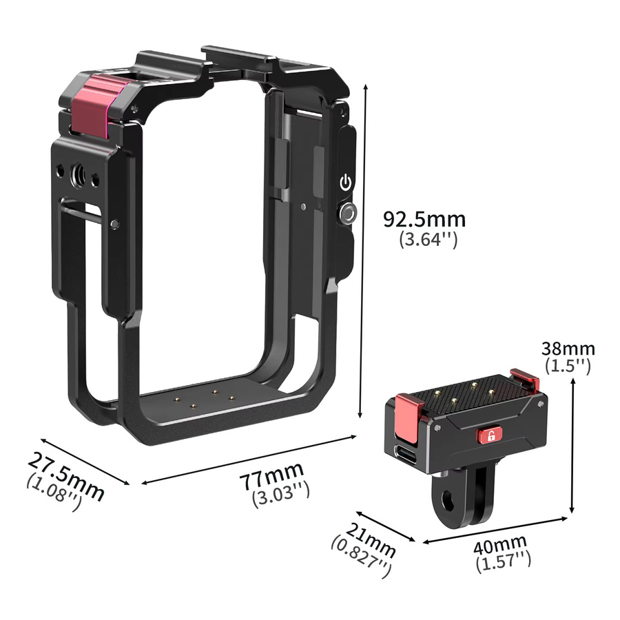 DJI Osmo Action Kamera Magnetische Ladestation mit USB-C Anschluss und Metallrahmen in Schwarz - Bild 2