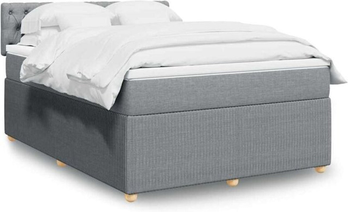 vidaxl Boxspringbett mit Matratze in Grau aus Stoff, B/T/H: 140 x 200 cm - Bild 1