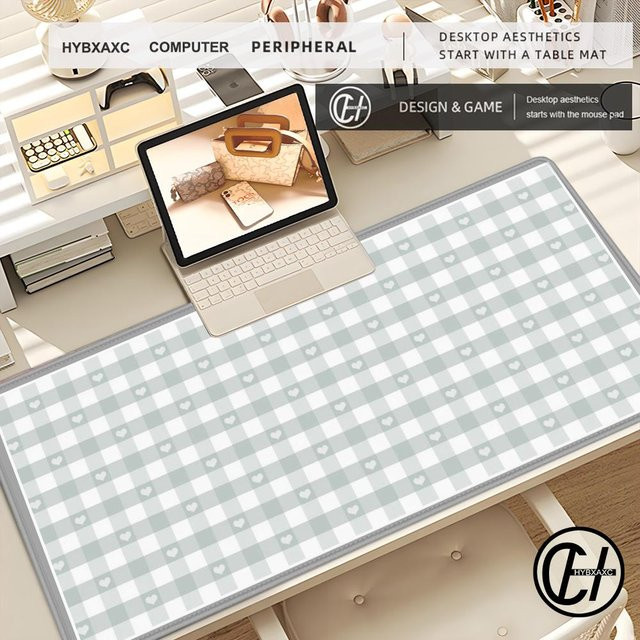 HYBXAXC Gaming-Mauspad mit Schachbrettmuster in Schwarz und Grau, B/T: 90 x 40 cm - Bild 1