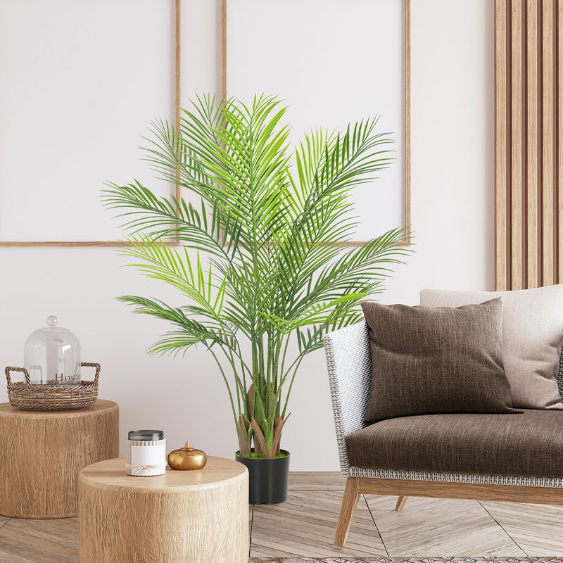 HOMCOM Künstliche Palme in Grün, Kunstpflanze im Topf aus Kunststoff, Höhe: 120 cm - Bild 2
