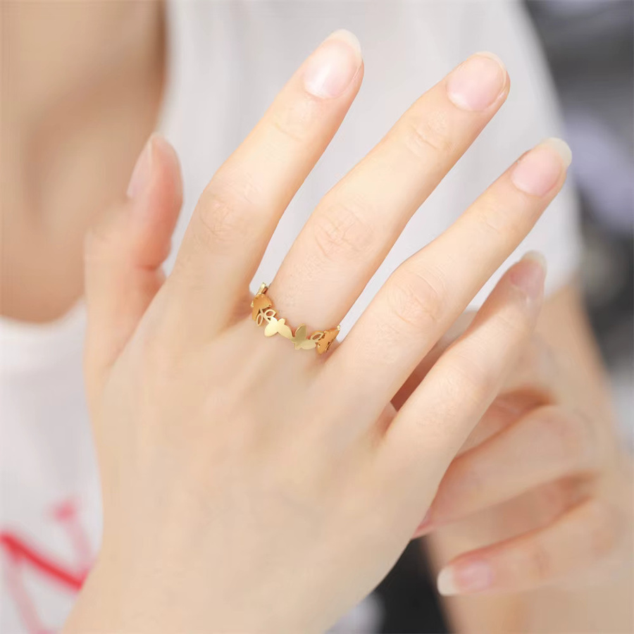 Cazador Ringe Doppelschichten Schmetterling, Edelstahl, Gold, Damen - Bild 1
