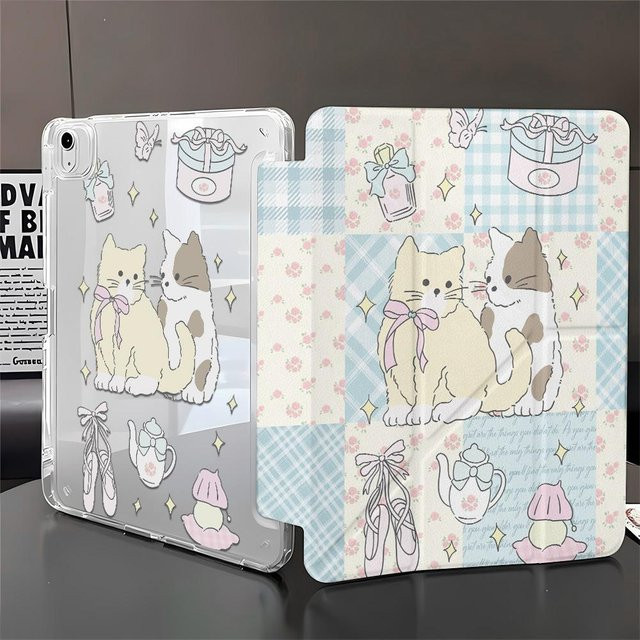 Bloom Habitat Tablet Schutzhülle mit Stifthalter und Zwei Kätzchen Motiv für iPad Pro 11 Zoll und iPad Air 11 Zoll (2024/2025/2026) Multicolor - Bild 1
