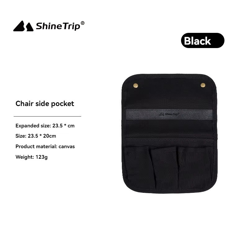 Shine Trip Tragbarer Outdoor-Campingstuhl mit Armlehnen und Seitentasche für Picknick, Wandern und Reisen in Beige oder Schwarz - Bild 2