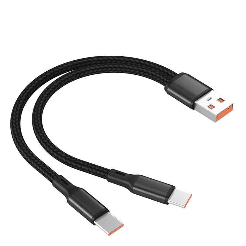 NNBILI 2-in-1 Schnellladekabel Typ C und Micro USB Y-Splitter 5A in Schwarz und Rot - Bild 2