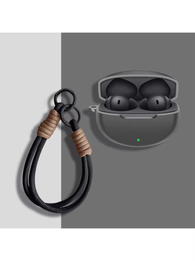 Stoßfeste Silikon-Kopfhörerhülle für OnePlus Buds 4 in Grün mit Trageband - Bild 2