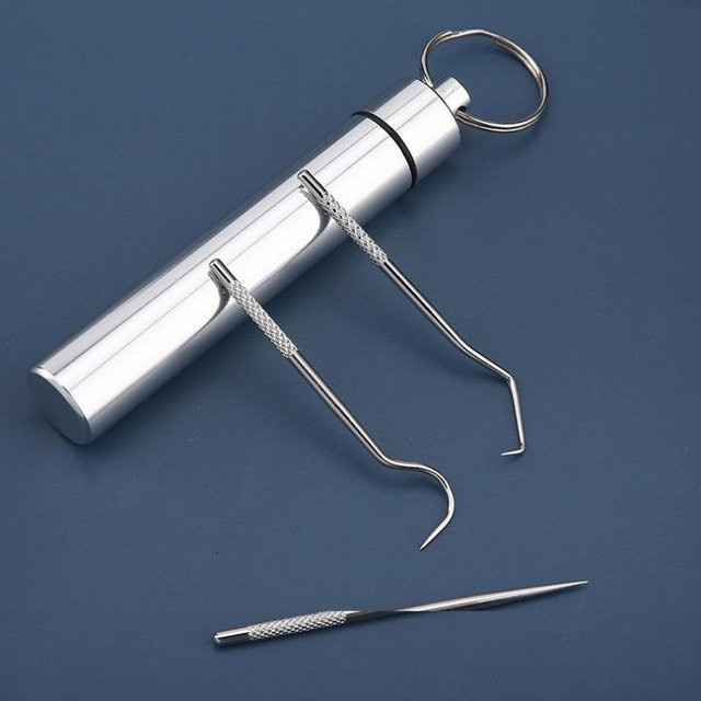 eelhoe Zahnstocher-Set aus Edelstahl, silber - Bild 1