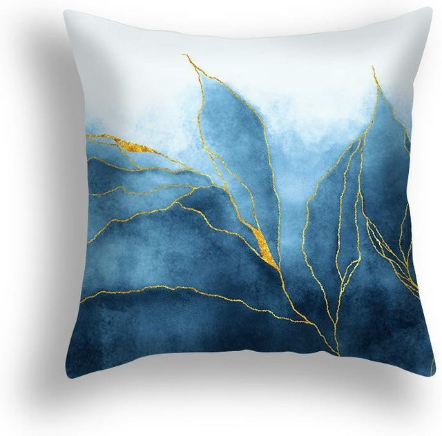 Blaue Kissenhülle mit Meeresfelsmuster von JMG Clothing, quadratisch, B/B: 40 x 40 cm - Bild 1