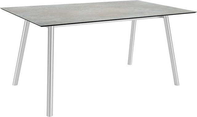 Stern Tisch Interno mit Rundrohr-Gestell aus Edelstahl und Silverstar 2.0 Quartz Tischplatte in Silver/Grey, B: 180 cm, T: 100 cm - Bild 1