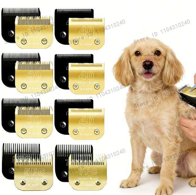 Edieu Ersatz-Scherklingen für A5-Haarschneidemaschinen, Set aus 10 abnehmbaren Klingen für Hunde und Katzen, Schwarz und Gold - Bild 1