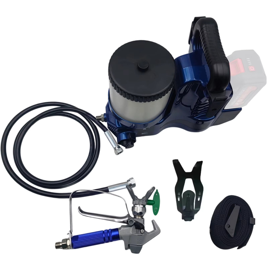 Podofo Hochdruck-Airless-Spritzgerät 21V, kabelloser elektrischer Airless-Farbsprüher mit bürstenlosem Motor und Makita-Akku-Schnittstelle, Blau, 1,7 l - Bild 4