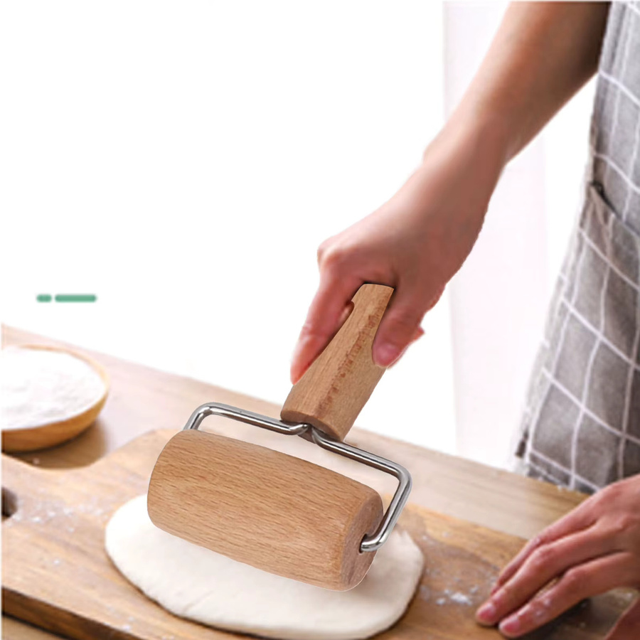 Qiilu Teigroller aus Holz in Braun, Antihaft Nudelholz für Pizza und Teig zum Backen - Bild 2