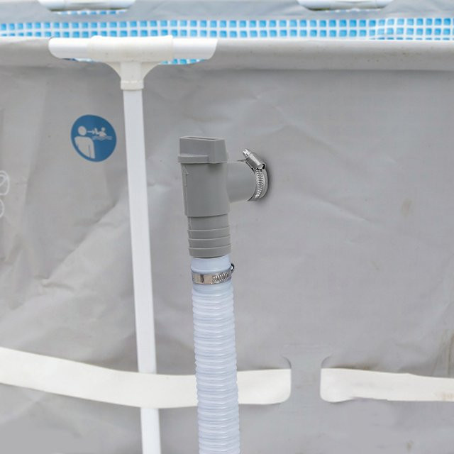 APWIKOGER PVC-Pool-Ein/Aus-Kolbenventil in Grau, 32 mm, auslaufsicherer Pool-Pumpen-Adapter - Bild 1