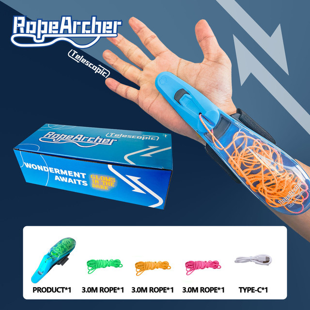 Hot Toys Leuchtender Seil-Launcher Armband, Fliegender Schnur-Shooter, Automatischer Rückstoß, Nachtglühendes Interaktives Spielzeug - Bild 1
