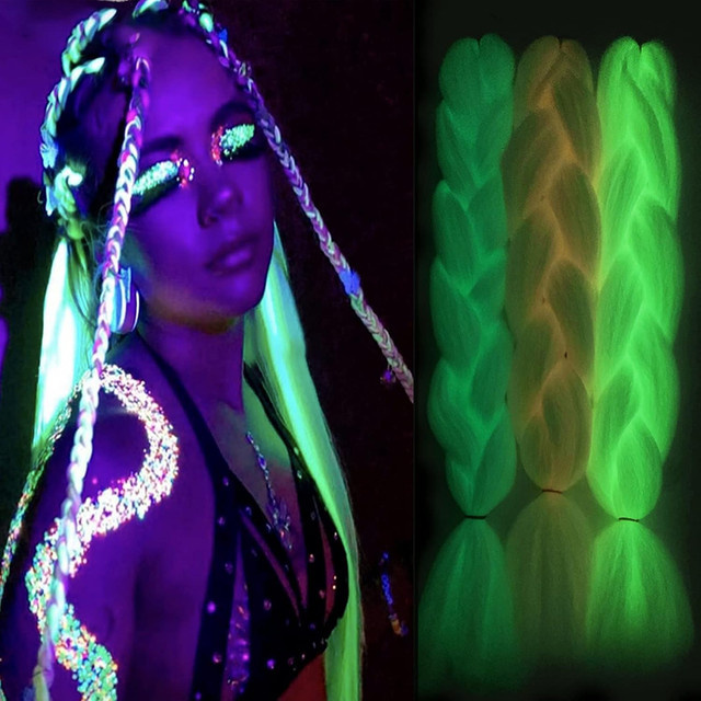 SHES BEAUTY Synthetisches Flechthaar, 24 Zoll, farbig, fluoreszierend - Bild 1