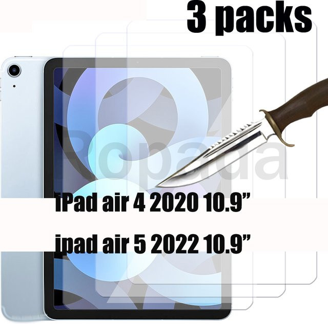3er-Set gehärtetes Glas Displayschutzfolie für Apple iPad Air 4 und 5 (10,9 Zoll, 2021/2022), 9H Härtegrad, transparent - Bild 1