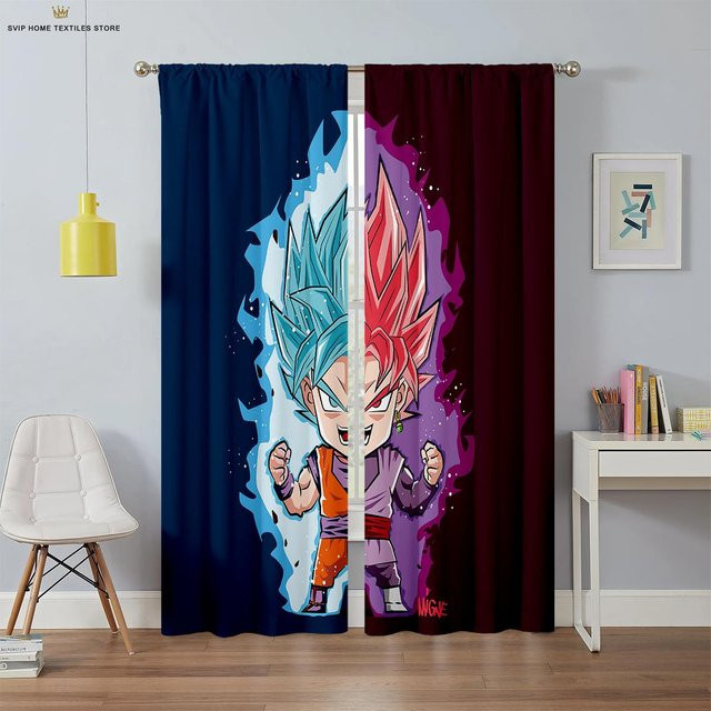 Yiran Furniture Anime Cartoon Vorhänge aus Polyester, 2er-Set, Mehrfarbig, Breite: 50 cm, Höhe: 130 cm - Bild 1